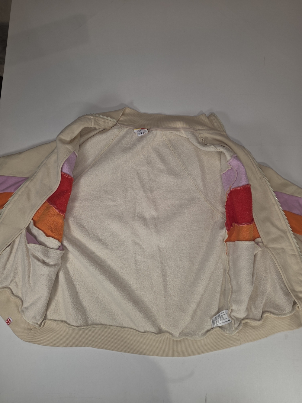 LEGO Full Zip Jacket - Beige with Pink, Red & Orange Stripes S/MED - Picture 10 of 14